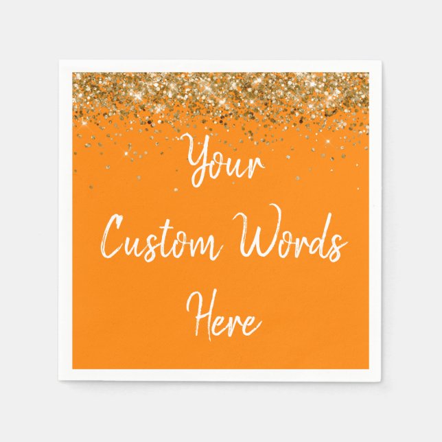Custom Orange Birthday Party Anniversary Graduate Napkin (Front)