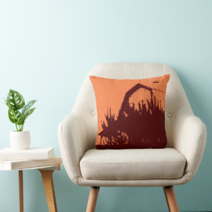 Custom Orange Burgundy Barn Throw Pillow