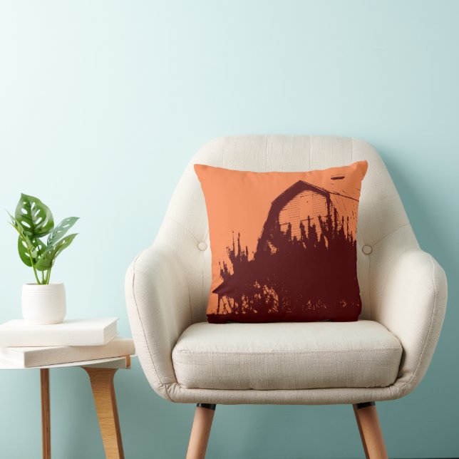 Custom Orange Burgundy Barn Throw Pillow (Chair)