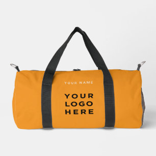 Custom Orange Business Logo Name Instagram Fitness Duffle Bag