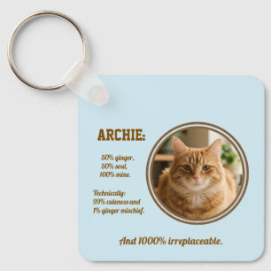 Custom Orange Cat Photo Keychain   Ginger Pet Gift
