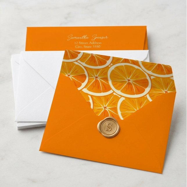 Custom Orange Citrus Birthday Party Envelope (Creator Uploaded)