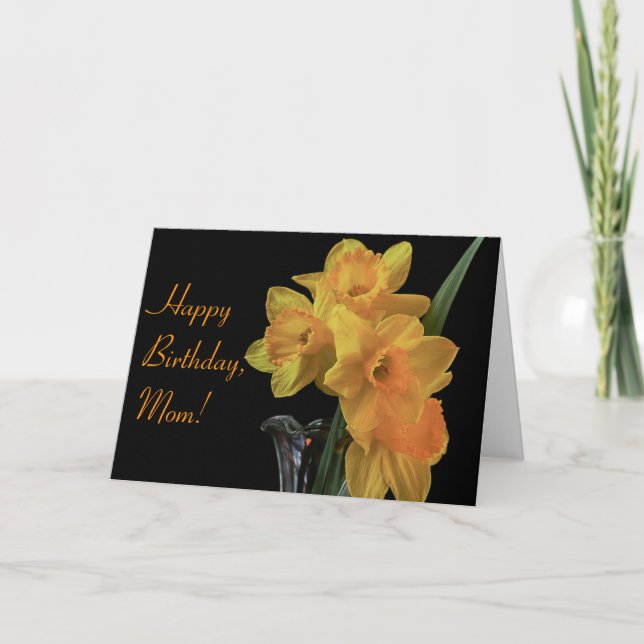 Custom Orange Daffodil Happy Birthday Day Card (Front)