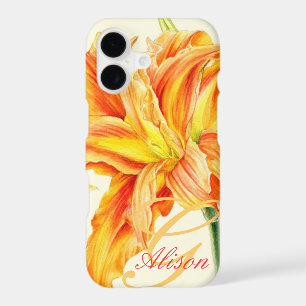 Custom orange daylily floral iphone case