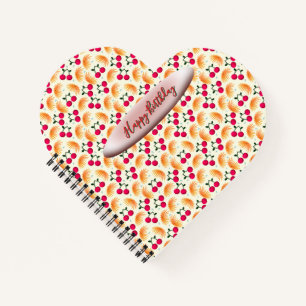 Custom Orange Floral Cherry Pattern Notebook