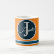 Custom  orange greay blue Monogram Elegant