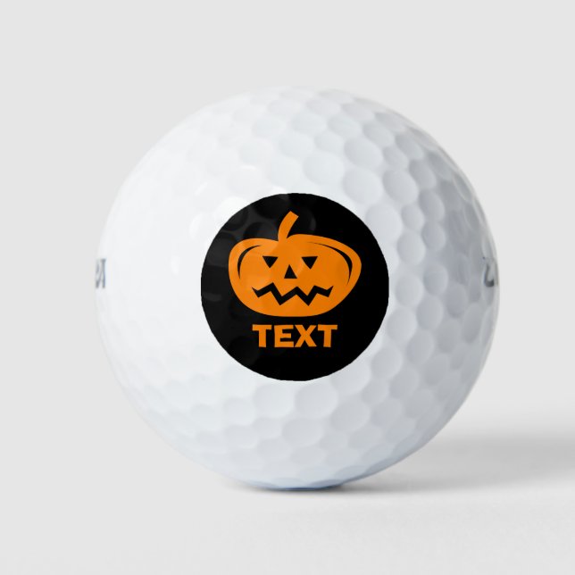Custom orange Halloween pumpkin head golf balls (Front)