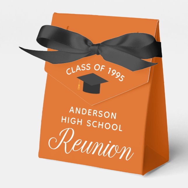 Custom Orange High School Reunion Party Favour Box (Front Side)