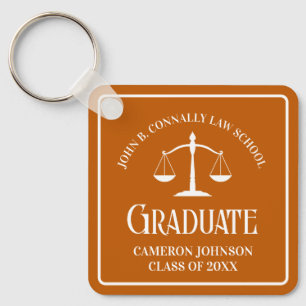 Custom Orange Law School Graduation Keepsake Key Ring