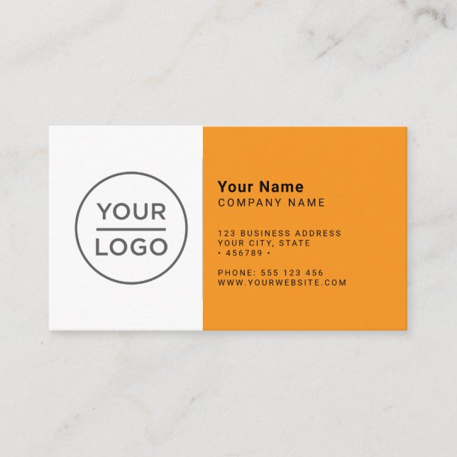 Custom orange modern minimalist any colour business card (Front)
