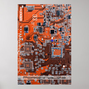 Custom Orange PCB Circuit Board for IT Pros Poster