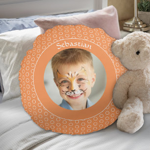Custom Orange Photo Frame  Round Cushion