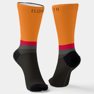 Custom Orange Pink Grey Black Colour Block Socks