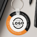 Custom Orange Promotional Business Logo Branded Key Ring<br><div class="desc">Easily personalise this coaster with your own company logo or custom image. You can change the background colour to match your logo or corporate colours. Custom branded keychains with your business logo are useful and lightweight giveaways for clients and employees while also marketing your business. No minimum order quantity. Bring...</div>