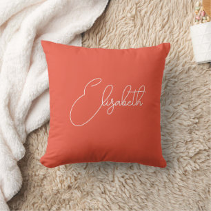 Custom Orange Red Template Your Own Name Cushion