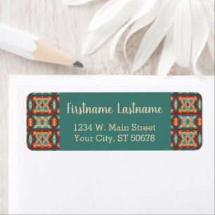 Custom Orange Red Turquoise Rustic Mosaic Pattern