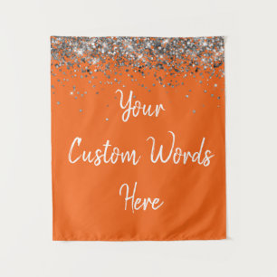 Custom Orange & Silver Birthday Party Photo Booth Tapestry