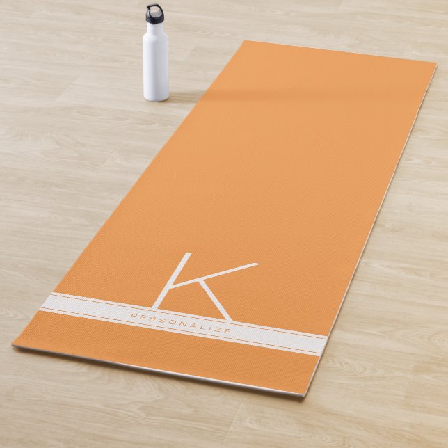 Custom Orange Stripe Monogram Name Yoga Mat (In Situ)