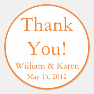 Custom Orange Thank You Stickers and Favour Labels