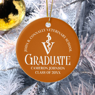 Custom Orange Veterinary School Graduation Gift Ceramic Tree Decoration