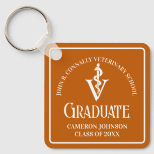 Custom Orange Veterinary School Graduation Key Ring