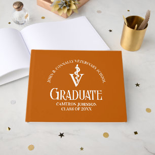 Custom Orange Veterinary School Graduation Party Guest Book