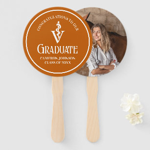 Custom Orange Veterinary School Graduation Party Hand Fan