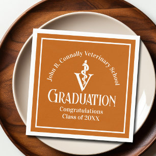 Custom Orange Veterinary School Graduation Party Napkin
