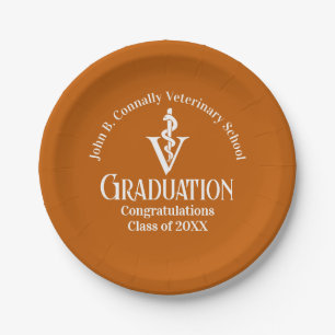 Custom Orange Veterinary School Graduation Party Paper Plate