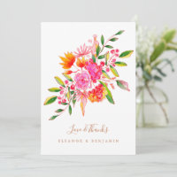 Custom Orange Watercolor Floral Photo Wedding