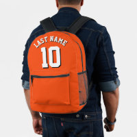 Custom Orange White Last Name Sports Jersey Number