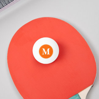 Custom Orange White Monogrammed Table Tennis Beer Ping Pong Ball