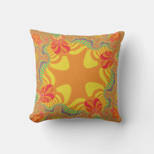 Custom Orange Yellow Cross Throw Pillow