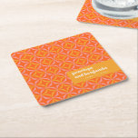 Custom Orange Yellow Retro Typography Wedding Square Paper Coaster<br><div class="desc">Custom Modern Orange and Yellow Retro Typography Wedding Paper Coasters</div>