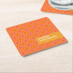 Custom Orange Yellow Retro Typography Wedding Square Paper Coaster<br><div class="desc">Custom Modern Orange and Yellow Retro Typography Wedding Paper Coasters</div>