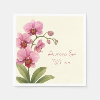 Custom Orchid Floral Paper Napkins 