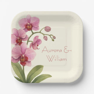 Custom Orchid Floral  Paper Plate