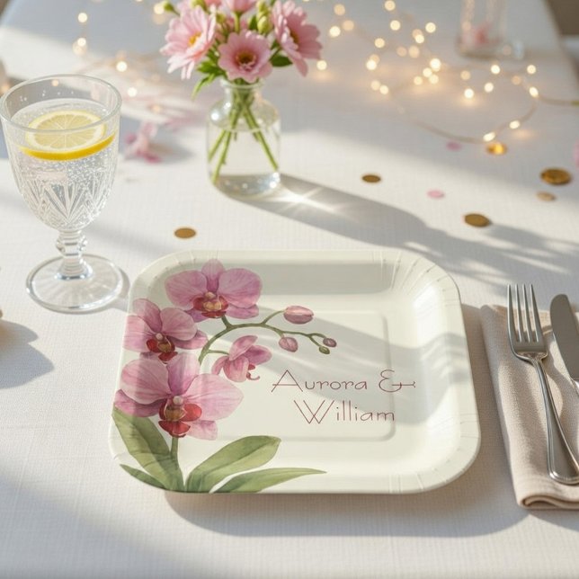 Custom Orchid Floral  Paper Plate (Creator Uploaded)