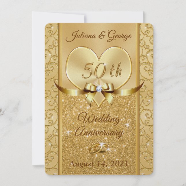 CUSTOM Order 50th Anniversary Invitations Juliana (Front)