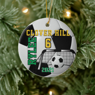 Custom Order - Black and White Soccer Ball ⚽ Ceramic Tree Decoration