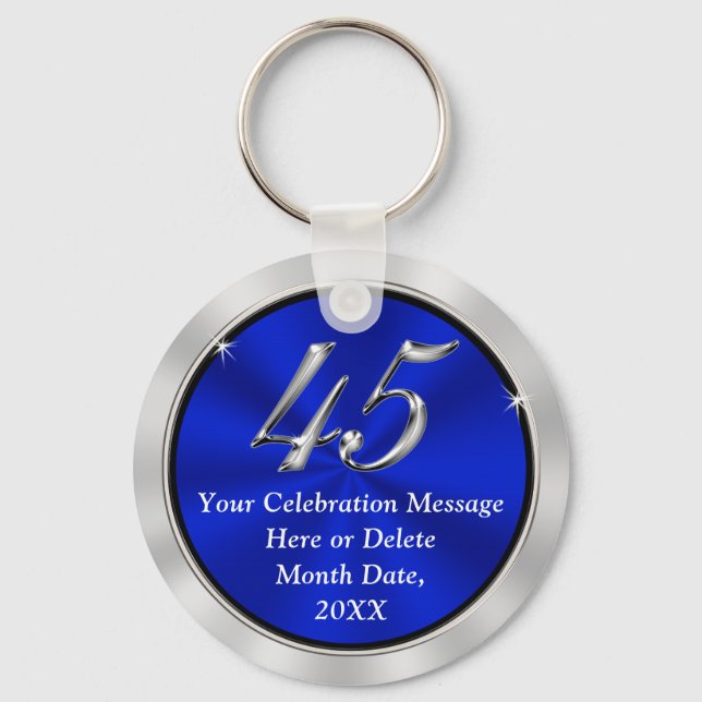 Custom Order Blue 45th Anniversary Keychains (Front)