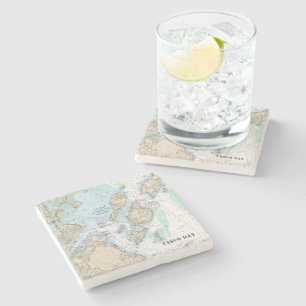 Custom Order: Casco Bay Authentic Nautical Chart Stone Coaster