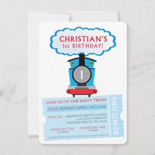 CUSTOM ORDER Christian's 1st Birthday train invite