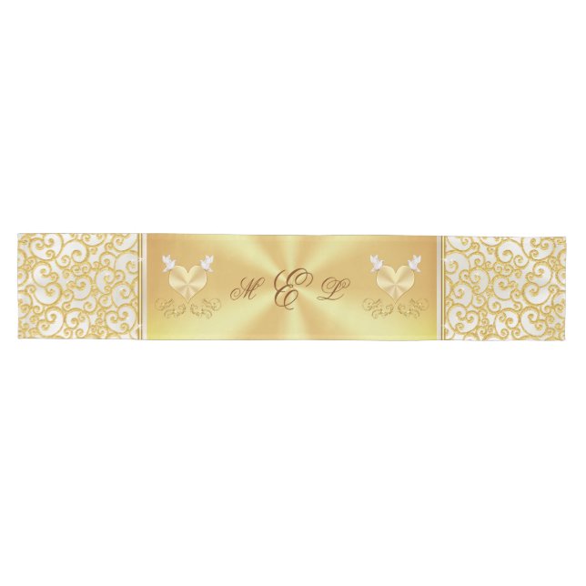 Custom Order Gold and White Wedding Table Runner (Horizontal)