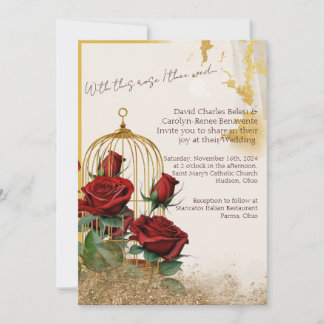 Custom Order Gold Rose Wedding Bundle Invitation