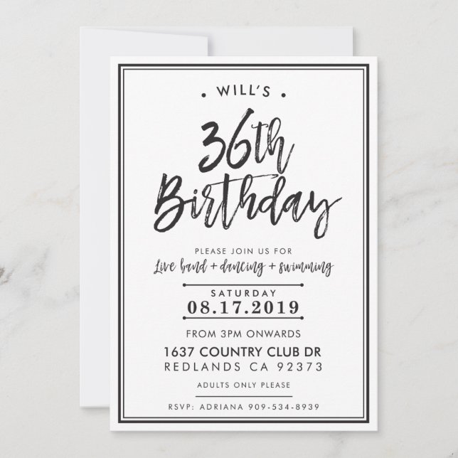 CUSTOM ORDER modern birthday party for Will Invitation (Front)