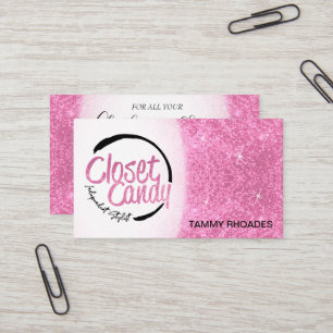 Custom Order - Pink Glitter and Logo Business Card
