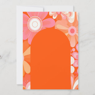Custom order retro groovy flowers background invitation