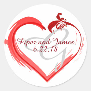 Custom Order Wedding Monogram Red Heart Seal