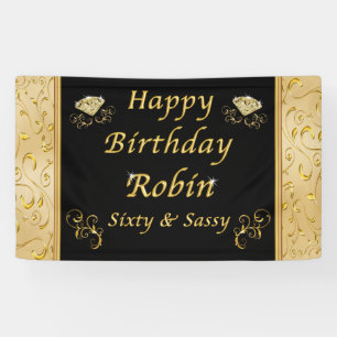 Custom Ordered Black and Gold Birthday Banner